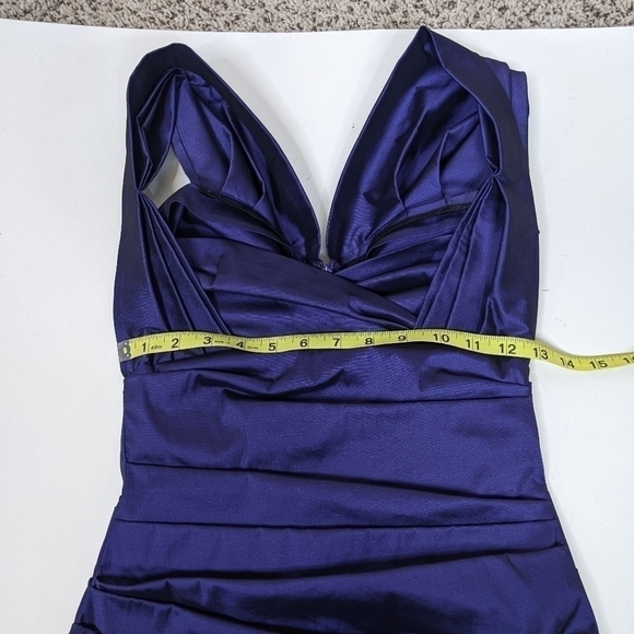 Talbot Runhof Cap Sleeve Ruched Sweetheart Formal Cocktail Dress - Picture 8 of 9